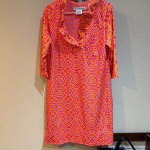 Gretchen Scott Designs Pink and Orange Geometric Dress